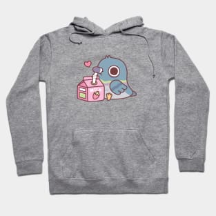 Cute Pigeon Loves Drinking Strawberry Milk Hoodie